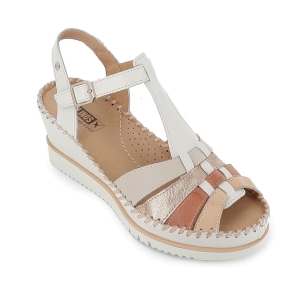 Sandalia piel cuña plataforma y correas mujer blanco 2