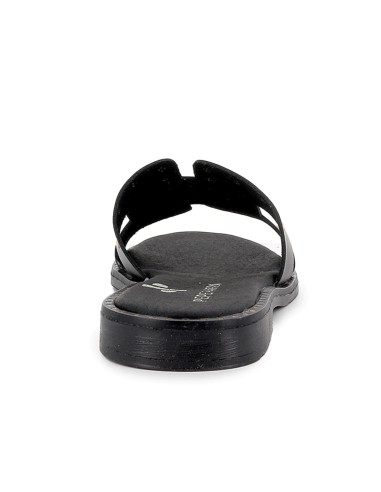 Zueco piel con tachas decorativas mujer plano negro