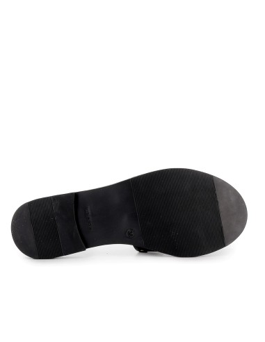 Zueco piel con tachas decorativas mujer plano negro