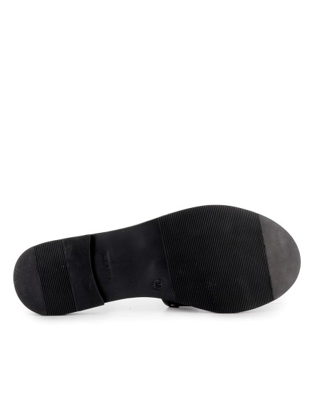 Zueco piel con tachas decorativas mujer plano negro