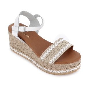 Sandalia piel y yute con plataforma forrada mujer blanca 2