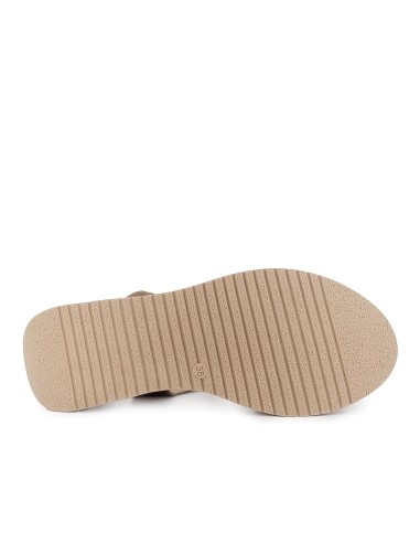 Sandalia piel tiras doble velcro y cuña mujer dorado