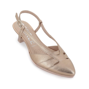 Salon destalonado piel multitiras tacon medio mujer dorado 2