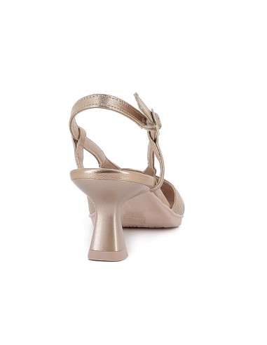 Salon destalonado piel multitiras tacon medio mujer dorado