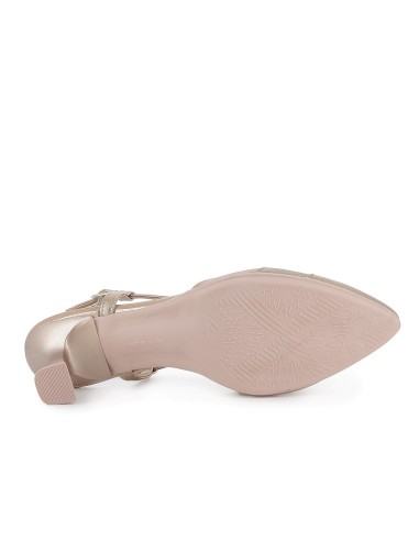 Salon destalonado piel multitiras tacon medio mujer dorado