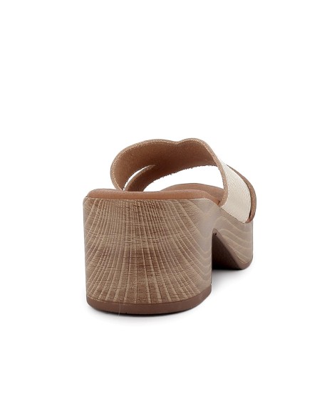 Zueco con tacon y plantilla acolchada mujer dorado