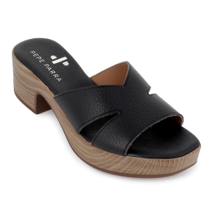 Zueco con tacon y plantilla acolchada mujer negro 2