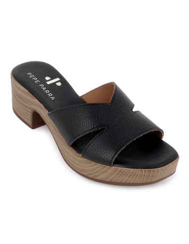 Zueco con tacon y plantilla acolchada mujer negro