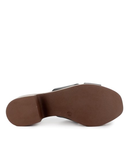 Zueco con tacon y plantilla acolchada mujer negro