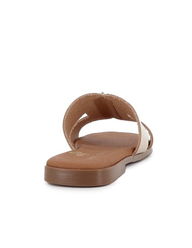 Zueco piel plano horma cuadrada mujer dorado