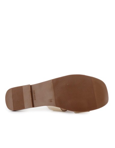 Zueco piel plano horma cuadrada mujer dorado