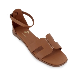 Sandalia piel pala talon cerrado de y tacon bajo mujer marron 2