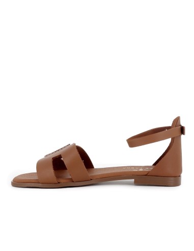 Sandalia piel pala talon cerrado de y tacon bajo mujer marron
