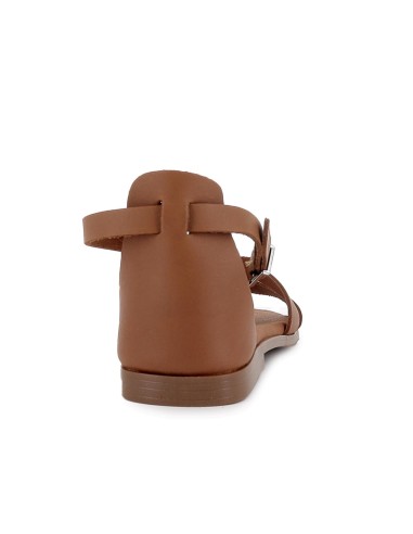 Sandalia piel pala talon cerrado de y tacon bajo mujer marron