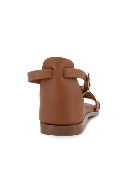 Sandalia piel pala talon cerrado de y tacon bajo mujer marron