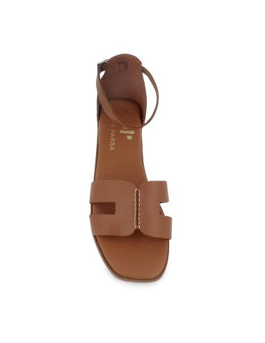 Sandalia piel pala talon cerrado de y tacon bajo mujer marron