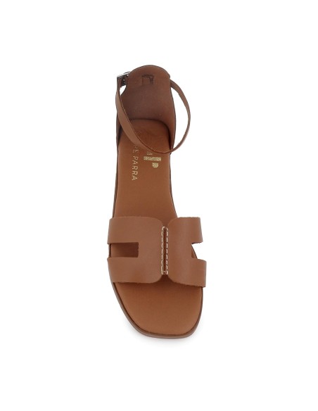 Sandalia piel pala talon cerrado de y tacon bajo mujer marron