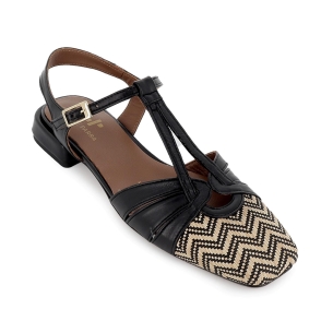 Zapato vestir piel multitiras y tacon bajo mujer negro 2