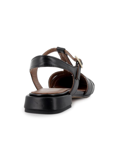 Zapato vestir piel multitiras y tacon bajo mujer negro