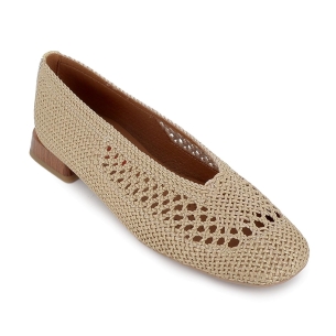 Bailarina vestir tejido trenzado y tacon bajo 2cm mujer dorado 2