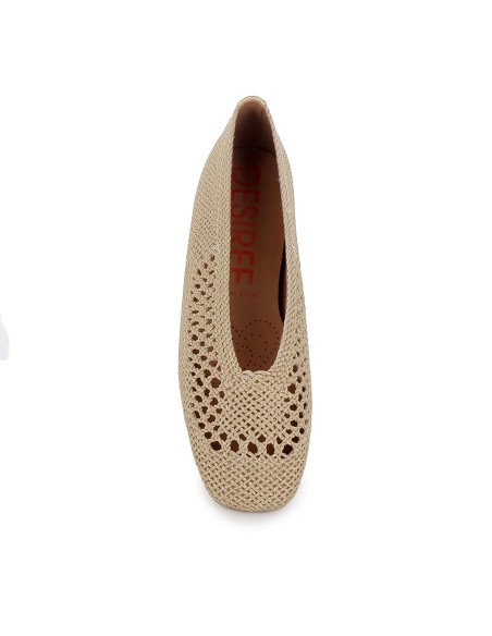 Bailarina vestir tejido trenzado y tacon bajo 2cm mujer dorado