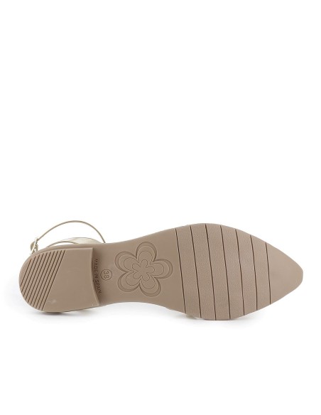 Sandalia piel con remaches y calados tacon bajo mujer dorado