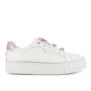 Deportiva textil cordones pedreria y filo metal mujer blanco