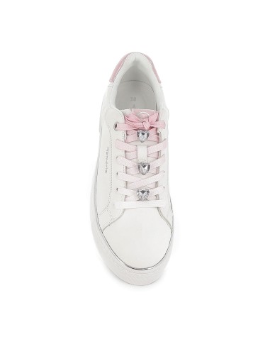 Deportiva textil cordones pedreria y filo metal mujer blanco