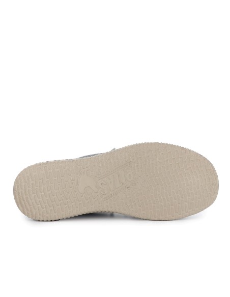 Mocasin textil lino bordon pala y cordones hombre azul