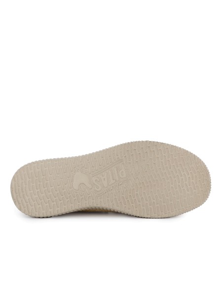 Mocasin textil lino bordon pala y cordones hombre amarillo