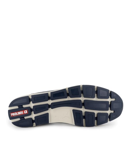 Zapato piel semi-troquelados de cordones elásticos hombre azul