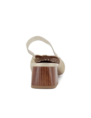 Zueco vestir tela trenzada con elastico y tacon 4cm mujer dorado