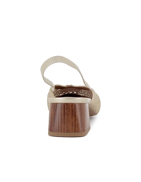 Zueco vestir tela trenzada con elastico y tacon 4cm mujer dorado