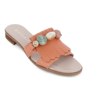 Sandalia destalonada broche central tira para mujer naranja 2