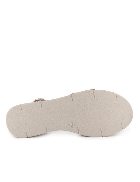 Zapato con correa tipo gilda piel calada cuña mujer taupe