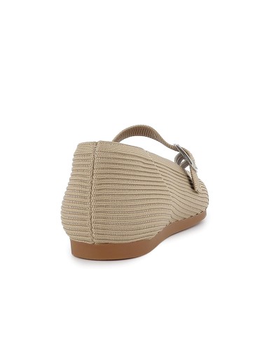 Zapato correa licra y hebilla cuña baja comoda mujer beige