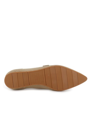 Zapato correa licra y hebilla cuña baja comoda mujer beige