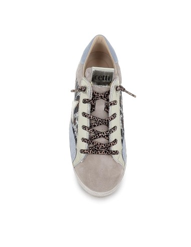 Deportivas casual cordones elásticos animal print glitter plata mujer