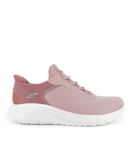 Deportivas textil Slip-ins con cordones elasticos Memory Foam mujer rosa