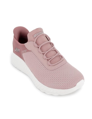 Deportivas textil Slip-ins con cordones elasticos Memory Foam mujer rosa