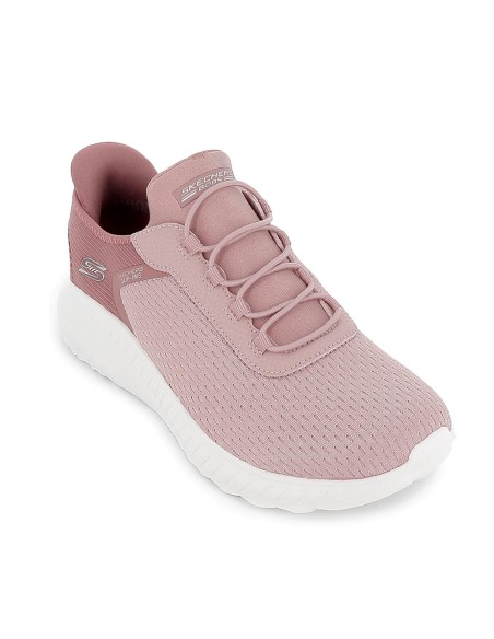 Deportivas textil Slip-ins con cordones elasticos Memory Foam mujer rosa