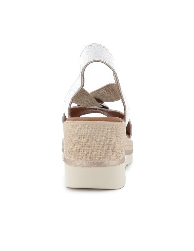 Sandalia piel con elastico y argolla cuña ligera mujer blanco