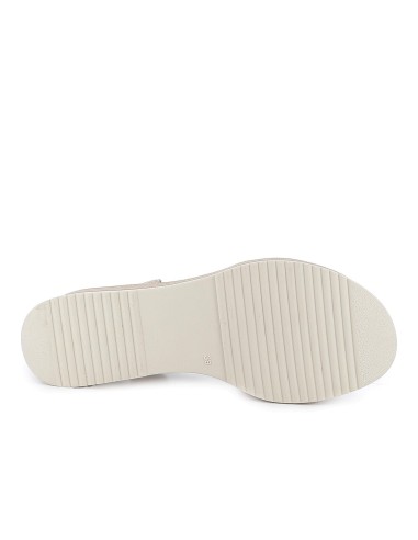 Sandalia piel con elastico y argolla cuña ligera mujer blanco