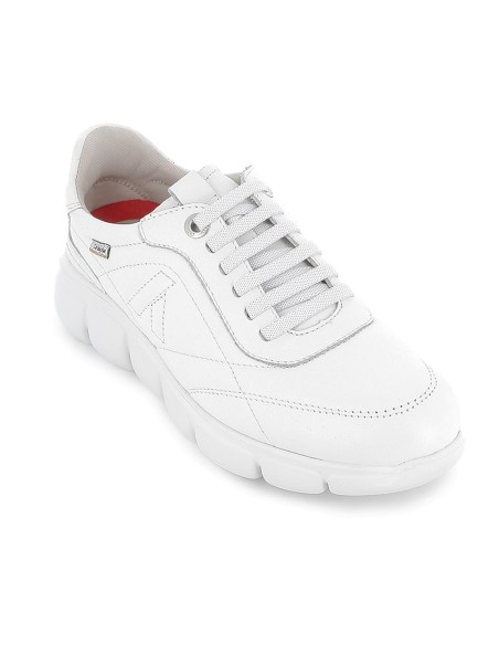 Deportivo piel con costuras y tecnologia para calce mujer blanco