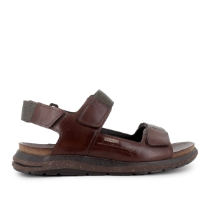 Sandalia californiana piel y textil velcros hombre marron