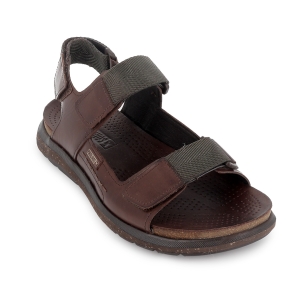 Sandalia californiana piel y textil velcros hombre marron 2