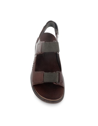 Sandalia californiana piel y textil velcros hombre marron