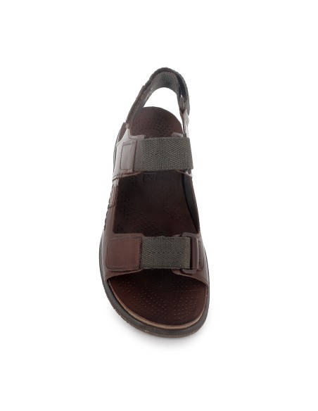 Sandalia californiana piel y textil velcros hombre marron