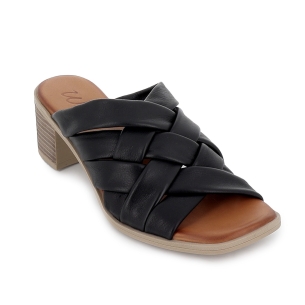 Zueco piel suave multitiras y tacon comodo mujer negro 2