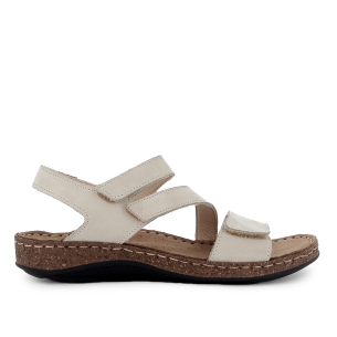 Sandalia tiras triple velcro comoda y plana mujer plateada